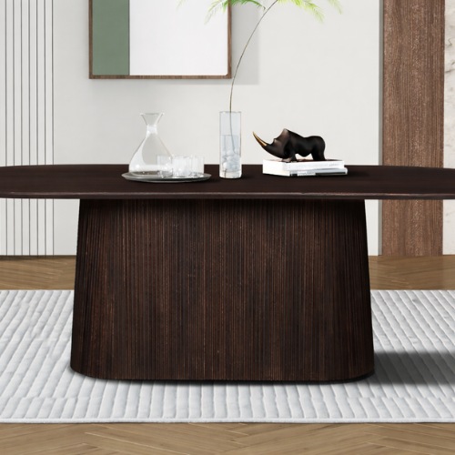 Table à manger 'Miguel' 230 cm Ovale Bois de manguier Brun foncé