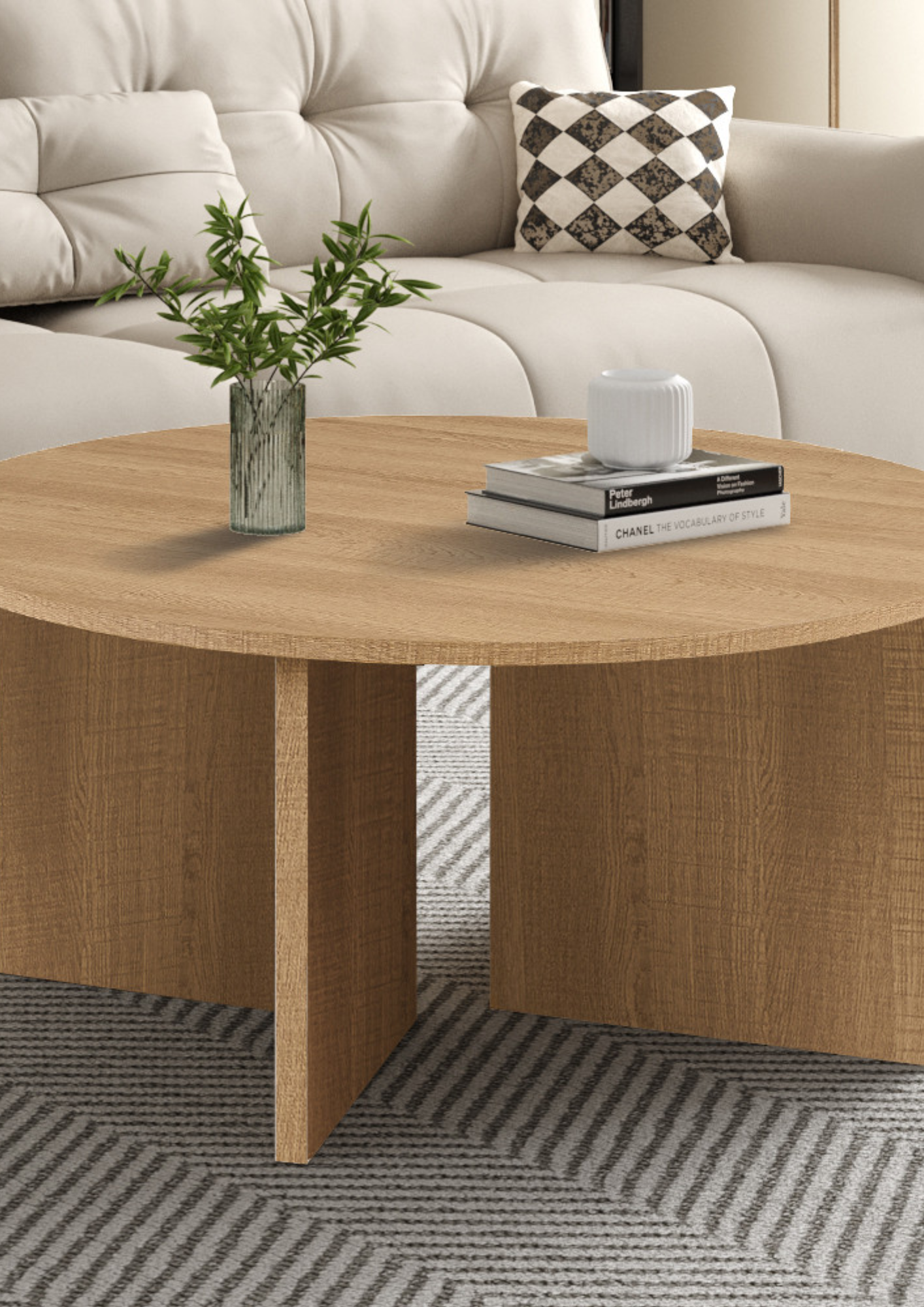 Table basses 'Drasir' Ronde Décor Chêne Naturel