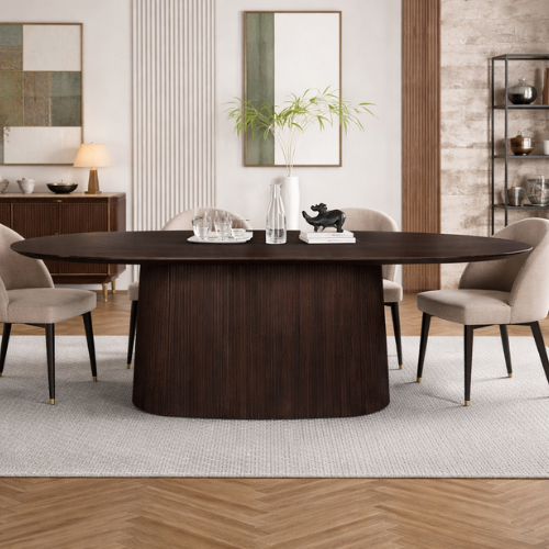 Table à manger 'Miguel' 230 cm Ovale Bois de manguier Brun foncé