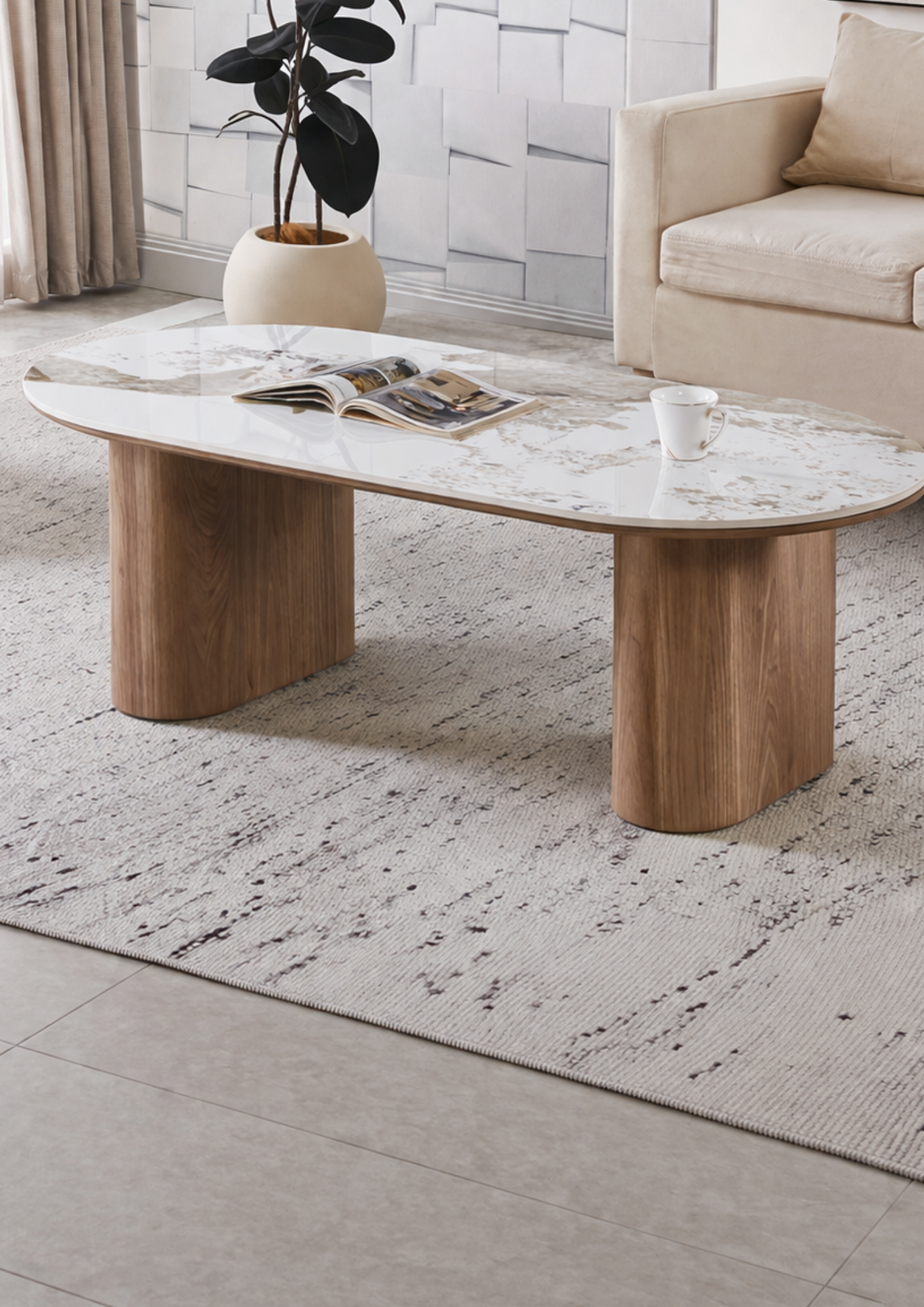 Table Basse 'Evora' Pierre Brillante Pandora Brun doré