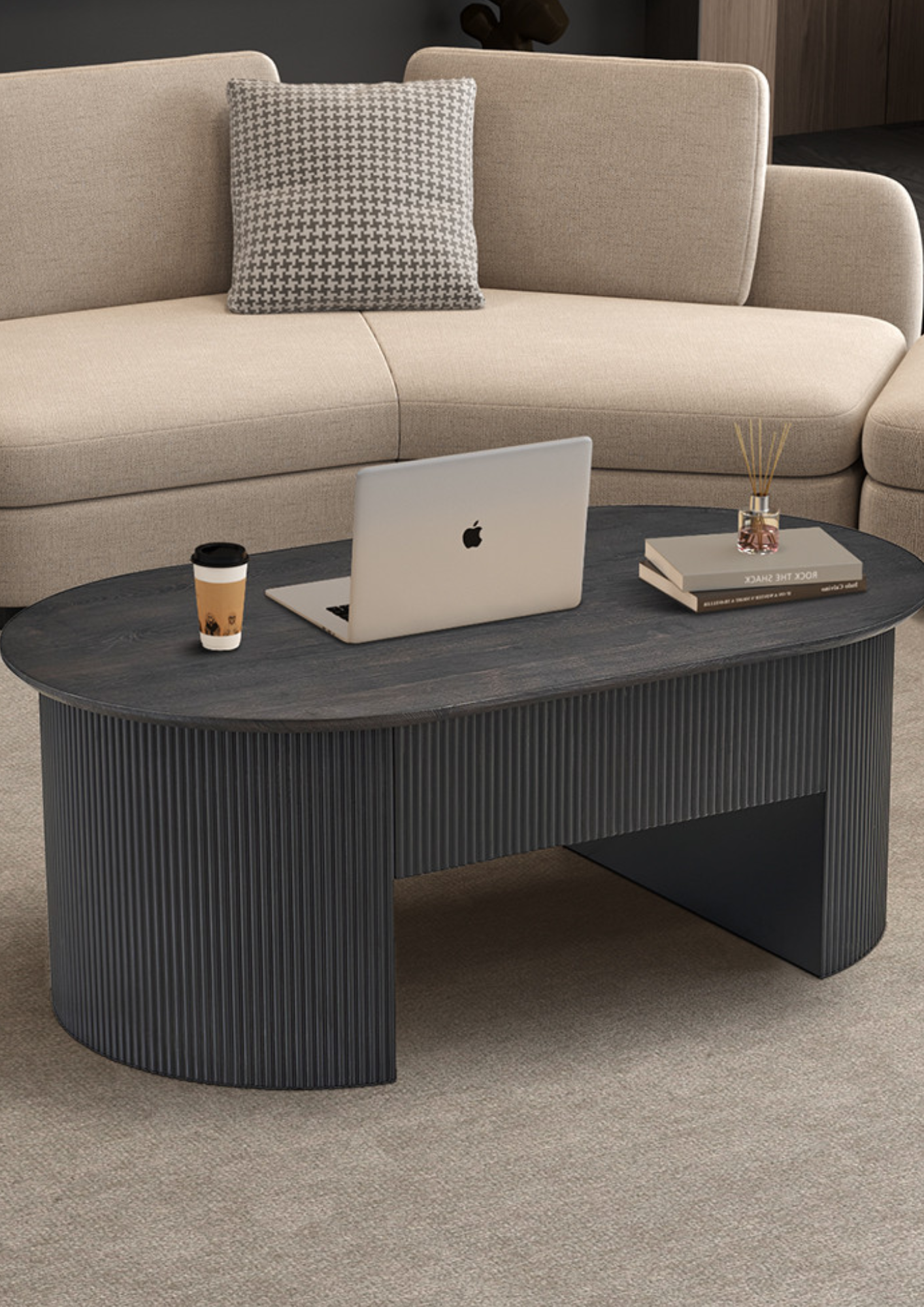 Table basse 'Lagos' 120 cm Plateau relevable Décor Brun foncé