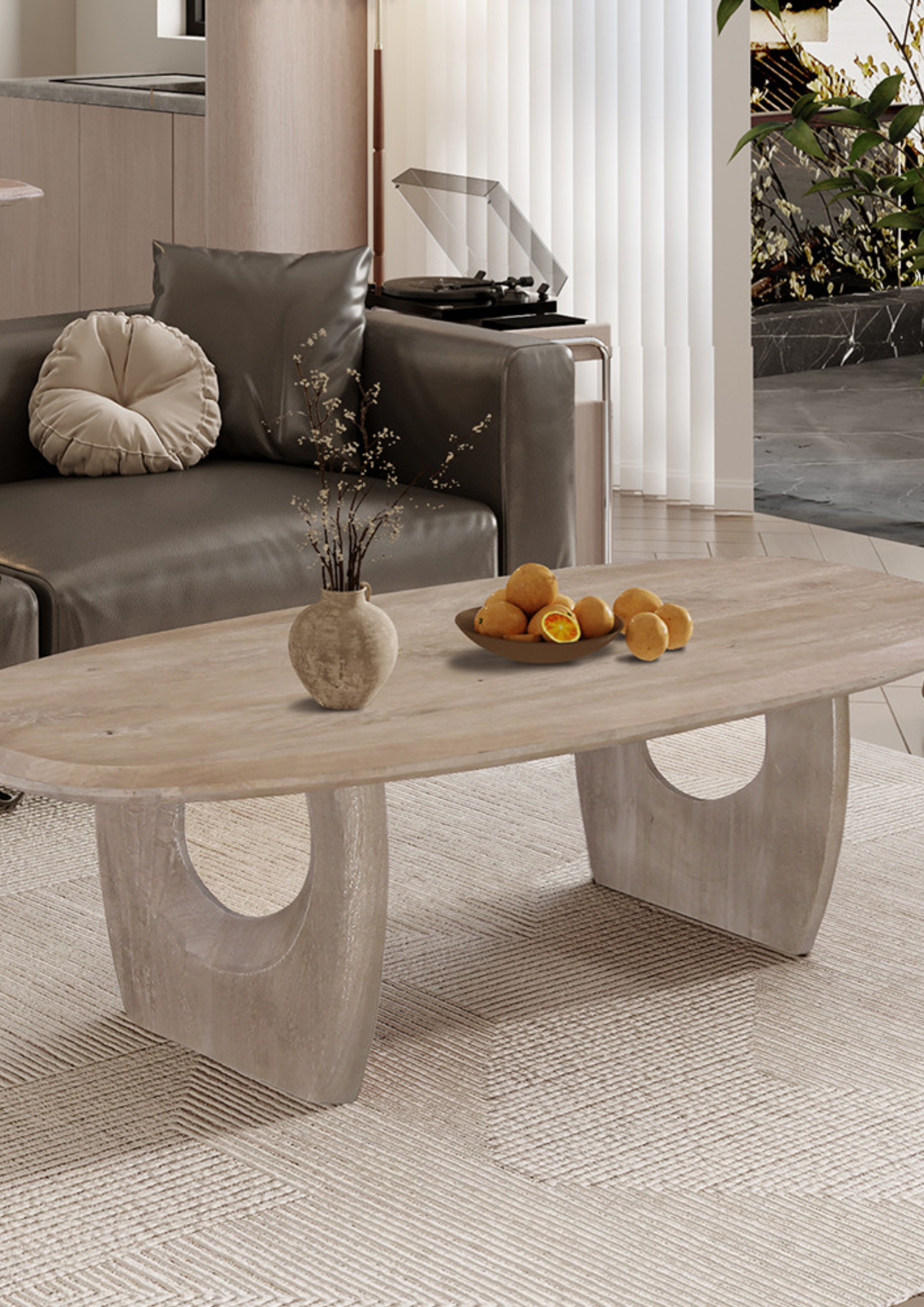 Table Basse 'Braga' Ovale danoise Bois de Manguier Amande