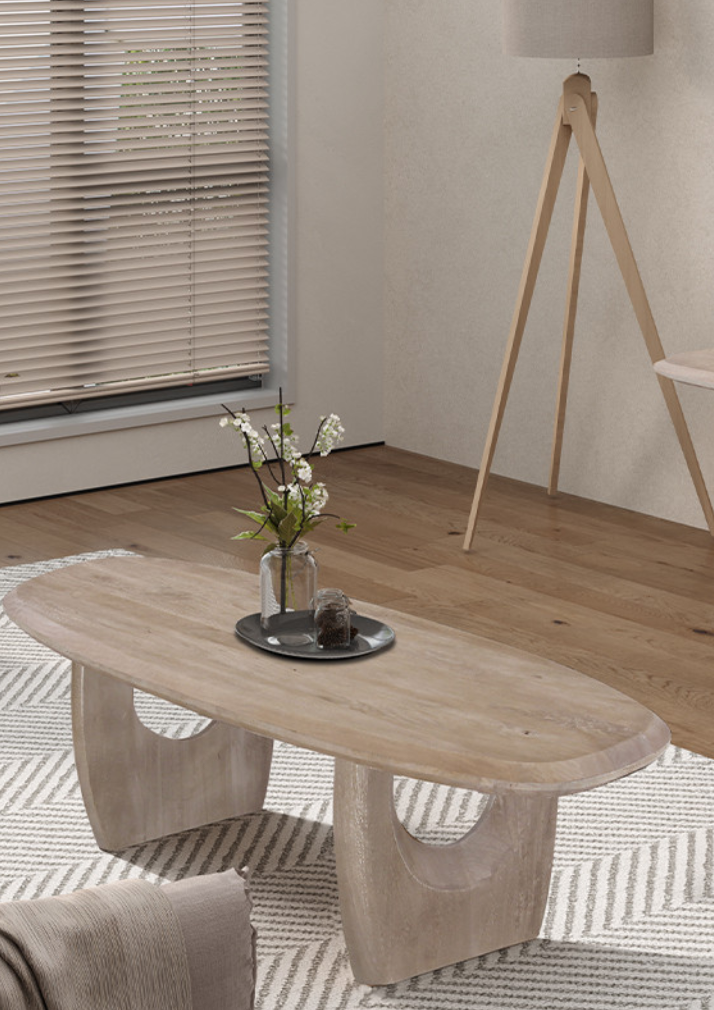 Table Basse 'Braga' Ovale danoise Bois de Manguier Amande