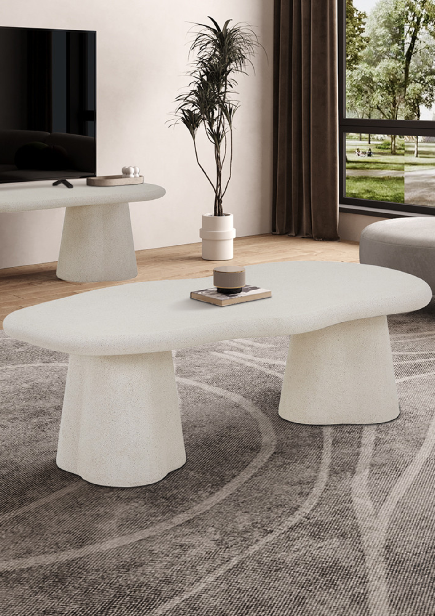 Table Basse 'Faro' 130 cm Organique Ciment