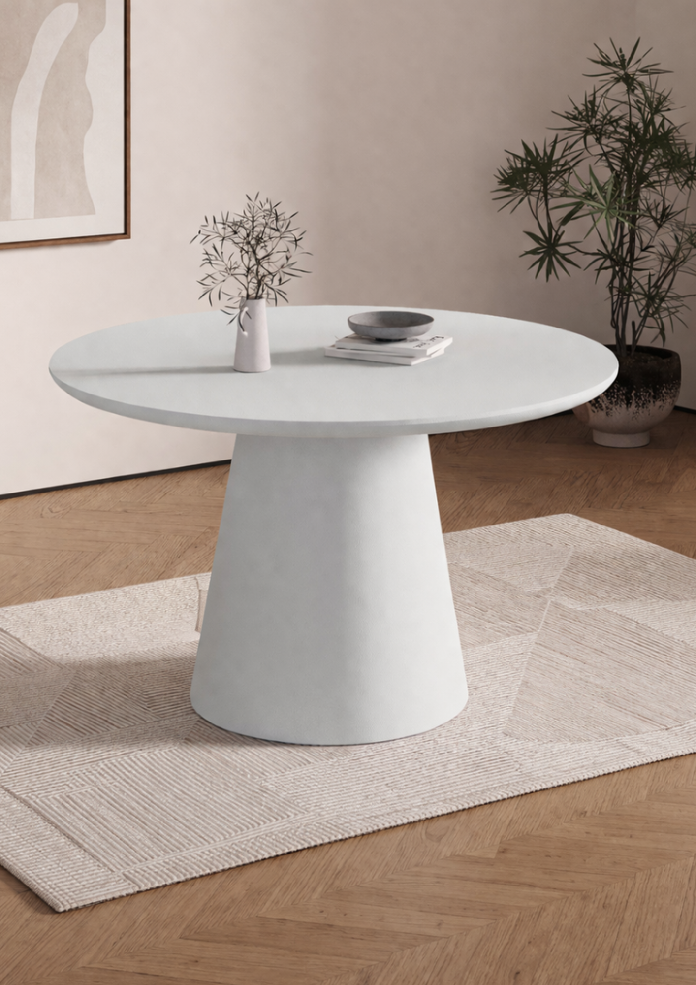 Table à manger 'Tavira' 120 cm Ronde Ciment Ecru