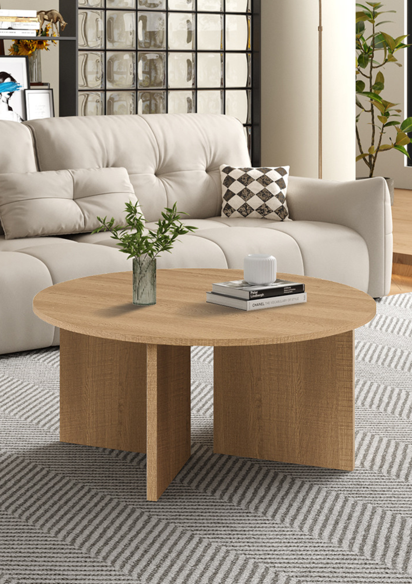 Table basses 'Drasir' Ronde Décor Chêne Naturel