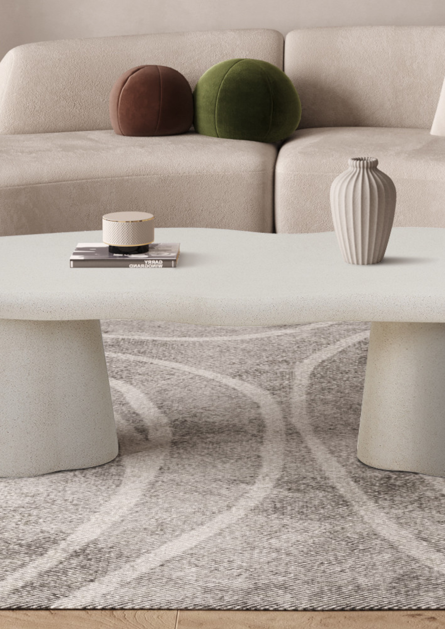 Table Basse 'Faro' 130 cm Organique Ciment