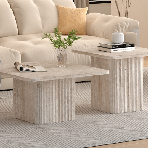 Table basses 2 set bobby travertin beige