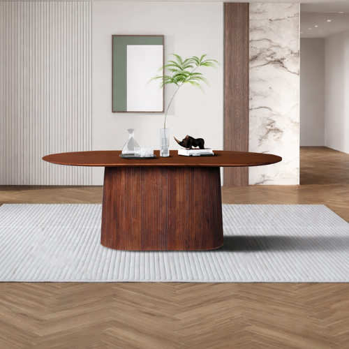 Table Miguel 200 cm Ovale Bois de manguier Brun clair